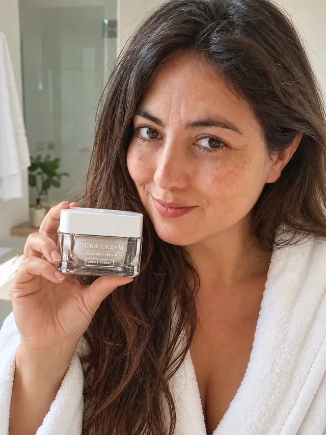 Bruna segurando o Hidra Cream